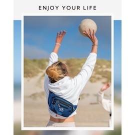 Waterfly Bum Bag for Men and Women, Sports Belt Bag, Waterproof Waist Bag with 5 Compartments, Ideal for Outdoor, Cycling, Travel, Hiking, blue