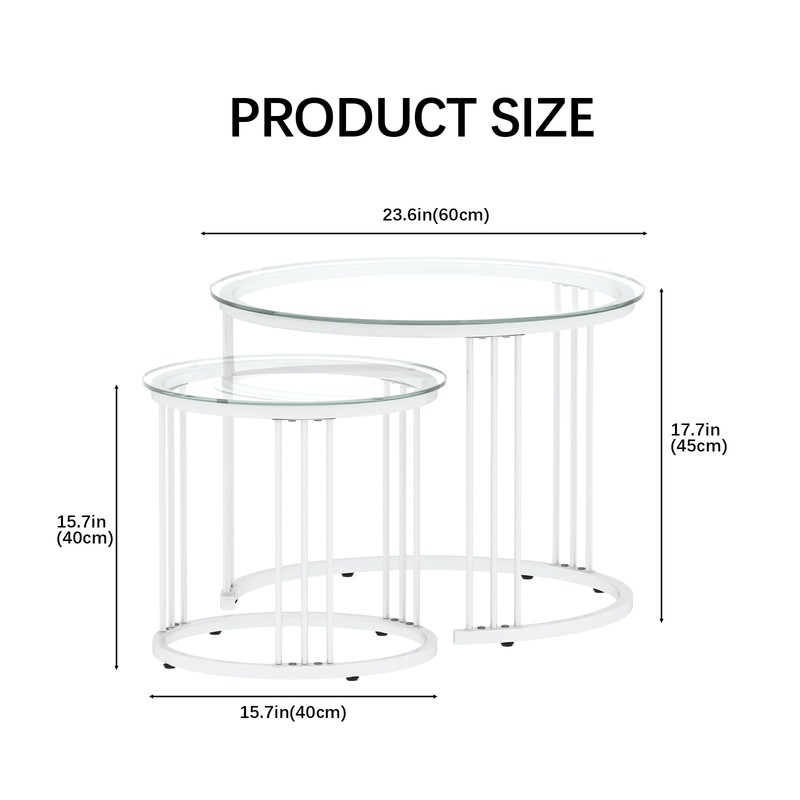 Garden 4 you Nesting Coffee Table, 23.6" Round Coffee Table