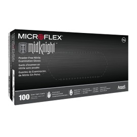 Microflex MK-296-XXL-Box Midknight Exam Gloves, PF Nitrile, Textured, Black, XXL (Pack of 100)