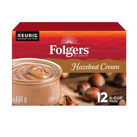 Folgers Hazelnut Cream Flavoured Coffee, Single-Serve K-Cup Pods For Keurig Coffee Makers, 12 Count