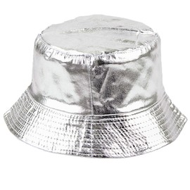 White Fang CZ500 Hat, Bakaiha, Metallic Festival, Party, Simple, Shiny Men's, Women's,, Silver