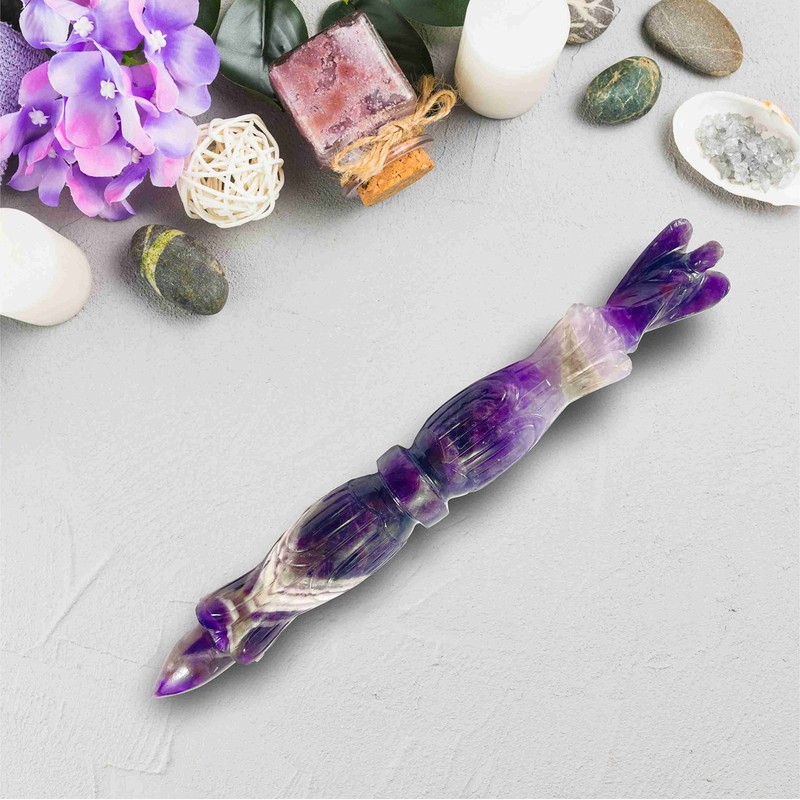 Varita curativa metafísica de Arham Crystal amatista de 15,24 cm