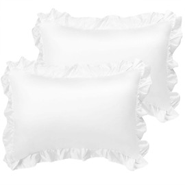 Pure Silk Satin Pillows with Fringe (Set of 2) Navy 33 x 22
