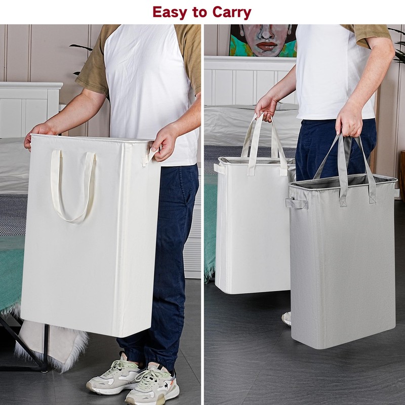 efluky Slim Laundry Basket, Narrow Laundry Hamper with Handles, Collapsible