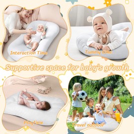 Baby Lounger for Infant Babies 0-24 Months, Bionic Design Infant Lounger for Home and Travel, Soft Organic Cotton Baby Lounger, Newborn Babies Shower Gifts (White)