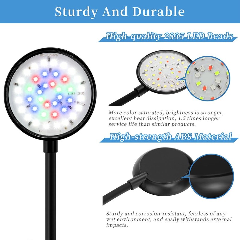 DaToo Mini Clip On Aquarium Light 7W Dimmable Small Fish