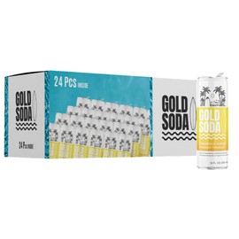 Gold Soda - Natural Ingredients - Organic Cane Sugar - Non-GMO - No Preservatives - Monk Fruit - Sparkling Water - Made with Natural and Organic Flavors, 12 Fl Oz (24 Pack) (24 Pack, Pineapple Mango)