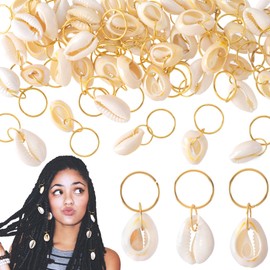 BEIQIYA 20pcs Shell Hair Rings for Braids, Non-Slip Seashell Hair Clip, Beachy Headpiece Accessories for Weddings Parties Photoshoots Fashion Shows- White