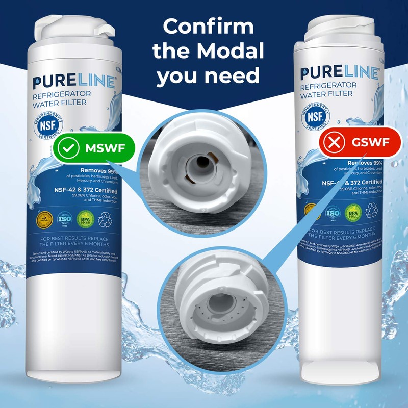 Pureline MSWF Water Filter Replacement. Compatible with GE MSWF, 101820A,