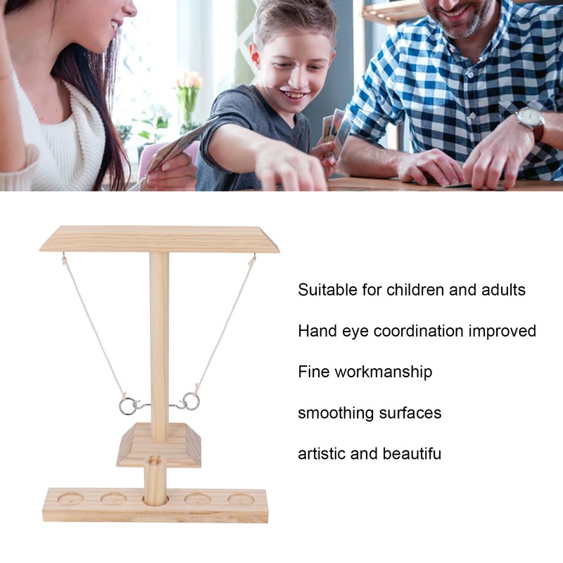 Hook and Ring Game Beautiful Wooden Interactive Desktop Toss Game