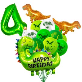 Dinosaur Birthday Party Supplies, Dinosaur Party Decorations Dinosaur 4 Year Old Foil Balloons for Boys and Girls