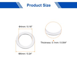 sourcing map M4 304 Stainless Steel Flat Washers, 50pcs 4x6x0.1mm Ultra Thin Flat Spacers for Screw Bolt, Electronic Repair, Automotive