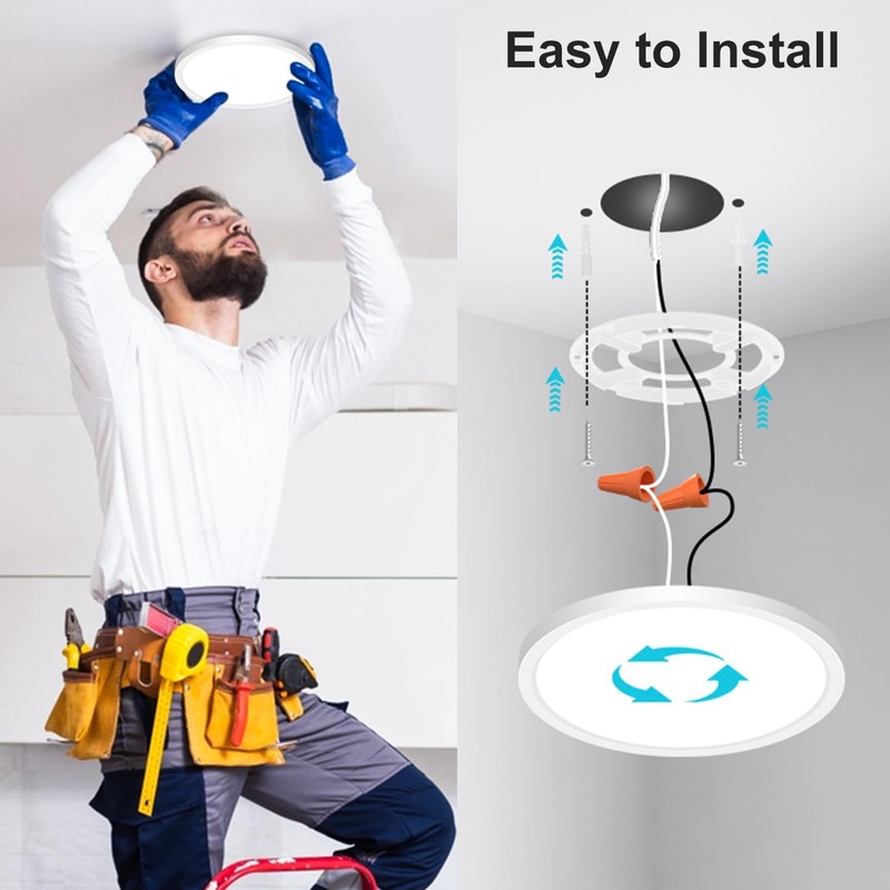 libtit 7 Inch White Flush Mount Ceiling Light, 15W 1500Lm