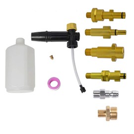 Electric Pressure Washer DIY Foam Cannon with 1/4” Quick Connector & Other 5 Adapters, Power Washer Adjustable Snow Foam Lance 0.6L Bottle, Jet Car Wash Soap Foam Nozzle, 500~2200PSI, 1.0~2.2GPM…