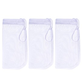 ALEGI Media Filter Bag Aquarium Extra Fine,Reusable 180 Micron Drawstring Mesh Filter Bags for Very Fine Resins Filter (7.5"*3.6" (3 Pack))