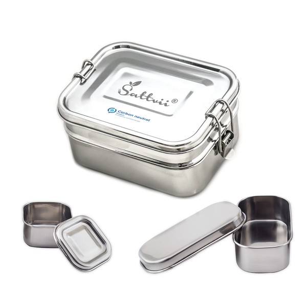 Sattvii® Premium Edelstahl Bento Box Set | Brotdose & Lunchbox