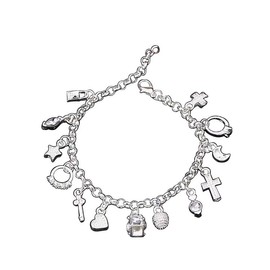 DkakoJew Women's Bracelets, Thirteen Charm Bracelets for Teenage Women, Love Charm Chain Bracelets, Fashion Jewellery Gifts, Adjustable, Silver alloy, Cubic Zirconia