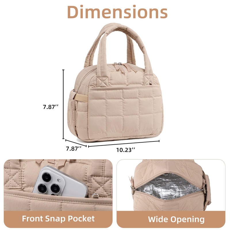 LEDAOU Lunch Box for Women Lunch bag Quilted Puffer Lunch