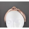 pale Copper turban knot headband shiny lamé fabric covered grip