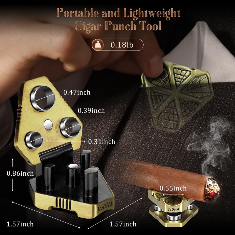 TISFA Cigar Punch Tool, Cigar Punch Cutter with Cigar Holder