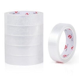 BOMEI PACK Cinta transparente, 1 pulgada x 164 pies, recargas de cinta transparente, cinta de papelería de rollo grande de 3 pulgadas, cinta de regalo fuerte para el hogar, oficina, 6 rollos para