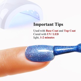 Ozzeal Glitter Gel Polish,Light Blue Iridescent Glitter Gel Nail Polish Sparkle Shimmer Summer Rainbow Soak off LED UV for Art DIY Manicure 15ML