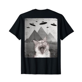 Cat UFO Meme - Funny Cat Selfie with UFOs Men Women T-Shirt