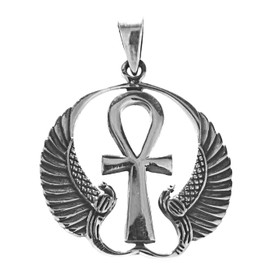 Kiss of Leather Ankh Pendant 925 Sterling Silver No. 409, Sterling Silver