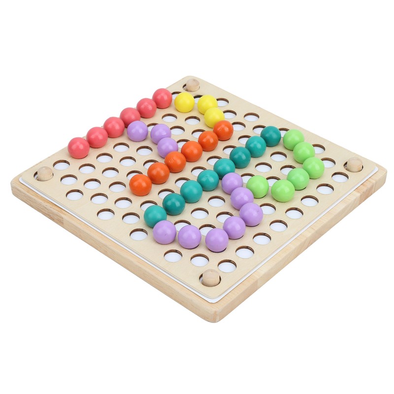 Children Wooden Clip Beads Puzzle Board Hands Brain Training Bead