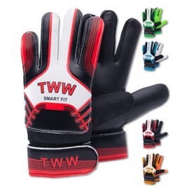 TheWhiteWater Kids Goalkeeper Gloves – Soft Latex for Protection & Super Grip – Size 2-8 Unisex Smartfit Football Gloves – Adult Boys Girls Junior Sports Training Goalie Gloves (Size 7, Red)