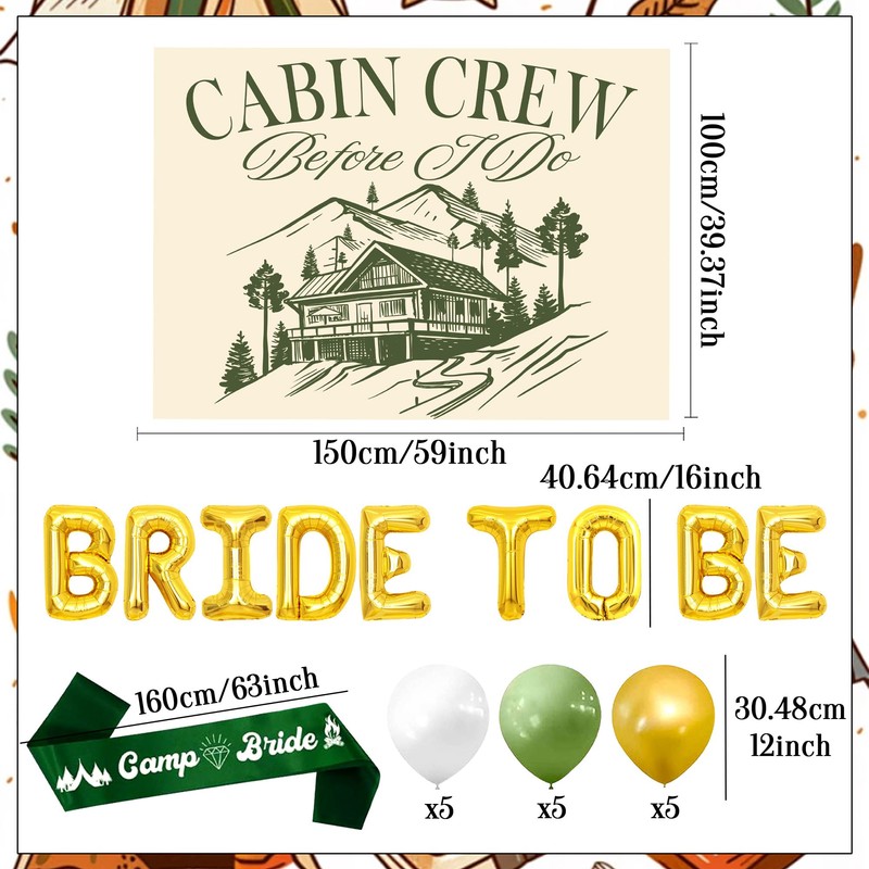 Camping Bachelorette Decoration Sash Cabin Crew Before i Do Backdrop