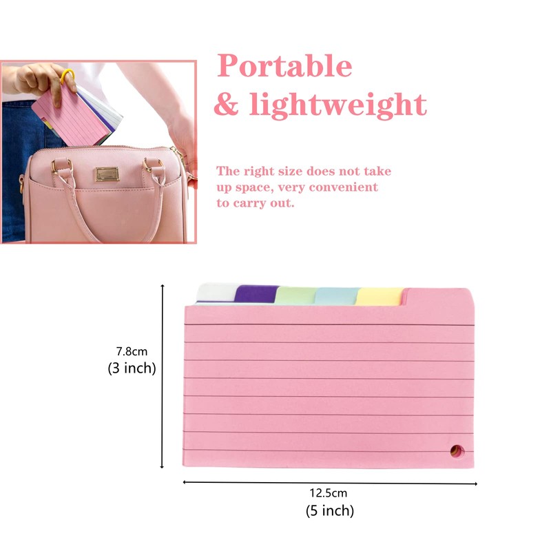 Tabbed Flash Cards 300Pcs Colourful Index Cards Revision Cards with