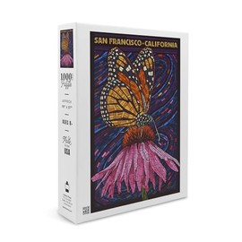 San Francisco, California, Monarch Butterfly, Paper Mosaic (1000 Piece Puzzle, Challenging Jigsaw Puzzle for Adults, Made in USA)