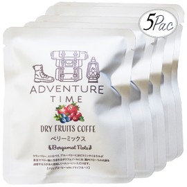 Dried Fruits & Drip Coffee (Berry Mix) Outdoor Bliss Drip Coffee 0.3 oz (9 g) & Diced Cut Dried Fruits 0.4 oz (10 g) x 5 Pack Set, Made in Japan, For Camping, Trekking, Petite Gift, Botanical Lab