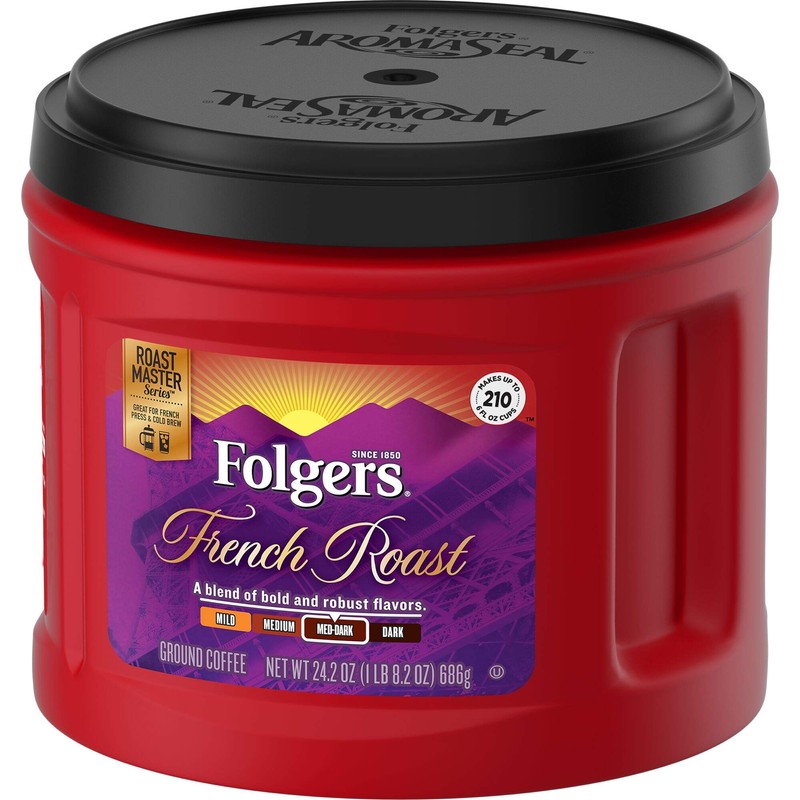 Folgers French Roast Medium Dark Roast Ground Coffee, 24.2 Ounces