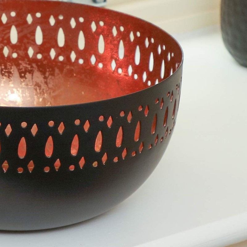 Dibor Black and Copper Decorative Laser Cut Bowl
