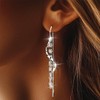 Urieo Drop Threader Earrings, Long Chain Design, Silver Earring Jewelry