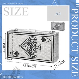 Trnayi Women Poker Card Evening Clutch Rhinestone Purse Casino Vegas Novelty Purse Queen Hearts Bags Playing Cards Gift(Light Silver,Ace of Spades)