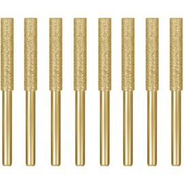 AccEncyc 8 Pcs Diamond Chainsaw Sharpener Golden Burr Grinding Stone File Chainsaw Sharpening Jig for Chain Saw, Jewelry, Stone, Wood (4mm)