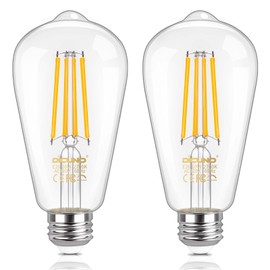 DiCUNO Dimmable Edison Light Bulb 100W Equivalent, Edison LED Light Bulbs, Warm White 2700K, 10W, 1200LM, Vintage ST64 Filament Bulb for Bathroom, Kitchen, Decorative Lighting, 2 Packs