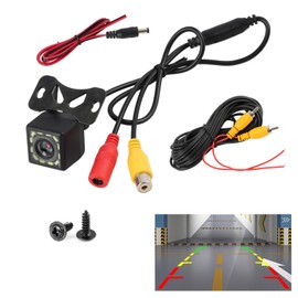 Car Backup Camera Reversing Camera with 12-LED Night Vision, Waterproof Reverse Camera for Car, Wide Angle Rear View Camera with Parking Guide Lines, Easy and Secure Installation