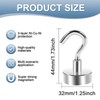 Anelueeoo 6 Pack Magnetic Hooks 32mm Heavy Duty Strong Neodymium