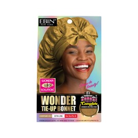 Wonder Wig Solution Tie-Up Bonnet Extra Long Gold – Stylish Sleeping Night Cap for Women Braids, Locs, Weaves, Wigs, Natural Hair, Silky Satin Adjustable Tie Band, Minimizes Frizz, Breathable