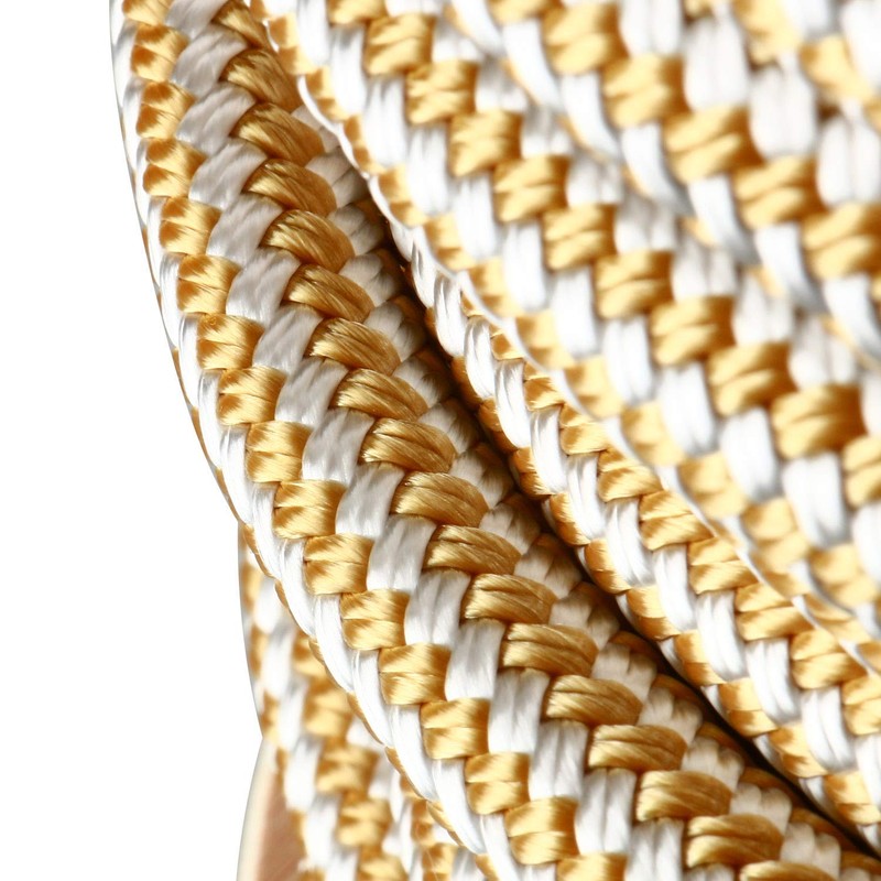 Double Braided Nylon Anchor Line with Stainless Thimble (Gold/White, 1/2-Inch