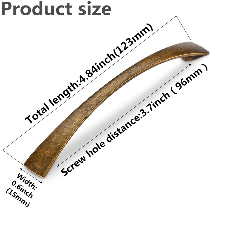 SYZOW 6 Pack Antique Brass Retro Cabinet Pulls 96MM Hole