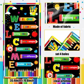 Welcome Back to School Door Cover, Welcome Classroom Door Banner When You Enter This Classroom First Day of School Door Cover, Back to School Party Supplies Banner for Door Wall Blackboard