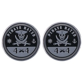 2pcs Pirate Badge Rated Car Emblems, 4x4 Metal Car Badges, Round Emblem Decals, Car Badge Decal Stickers, 3D Metal Car Badge Emblems, Fit for Jeep Wrangler Car Truck SUV