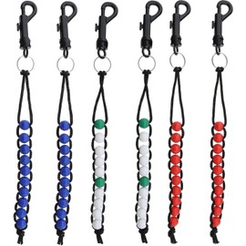6 Pack Golf Beads Count Stroke Score Counter, Golf Shot Counter Bracelets Plastic Golfer Stroke Counter with Clip for Men Women, Golfer Stroke Counter with Clip White Red Blue