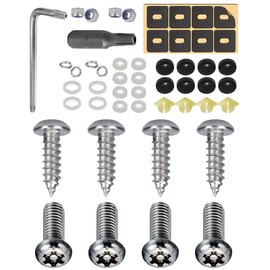 Anti Theft License Plate Screws,Tamper Resistant Licence Plate Kit,for Front Rear Frame Holder Mounting 1/4" Rust Proof Stainless Steel Bolts Fasteners Kit (Silver) 1996-2023