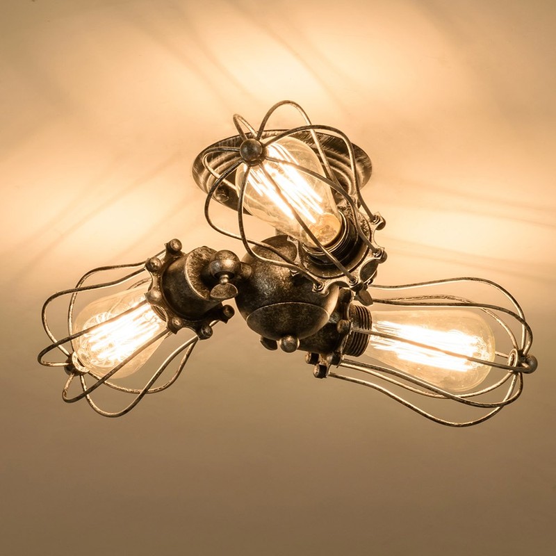 Vintage Ceiling Light Industrial Rotatable Semi-Flush Mount Ceiling Light Metal
